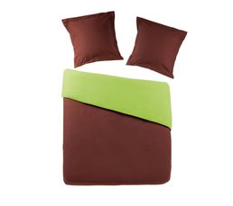 Linge De Lit - HC 240x220 + 2 TO 65x65 cm GEMINI Chocolat/Anis