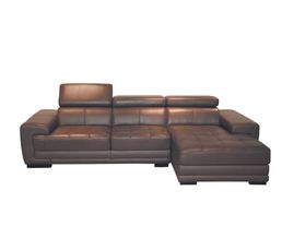 Angle m&eacute;ridienne droit ETHAN Cuir/cro&ucirc;te coloris Chocolat