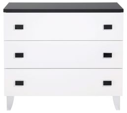 Commode 3 tiroirs MARGOT MR003 Blanc/noir