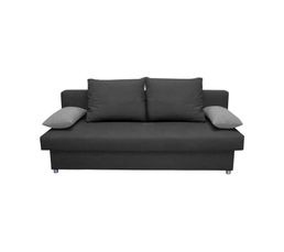 Banquette-lit JAMAIKA Tissus Noir/Gris
