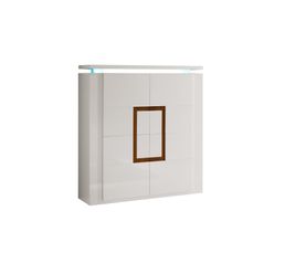 Buffets - Bahut Haut 4 portes RIVA Blanc/Noyer