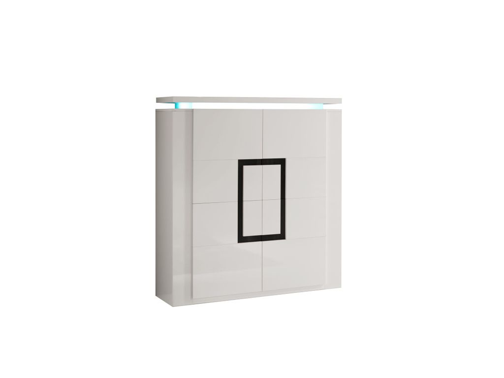 Buffets - Bahut Haut 4 portes RIVA Blanc/Noir