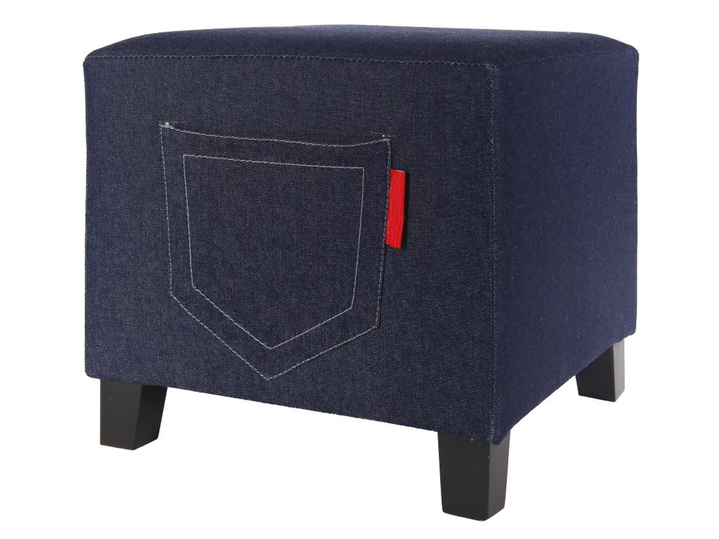 Poufs & Poires - Pouf D.35 cm - H.35 cm DENIM bleu jean