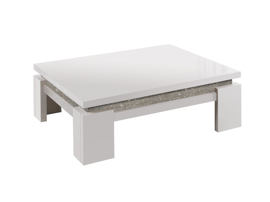 Tables Basses - Table Basse RIVA Blanc/Strass