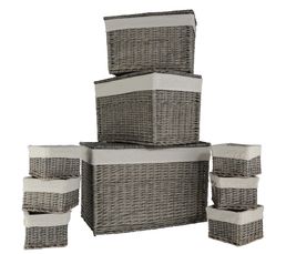 Paniers - Set de 9 paniers PROVENCE Gris