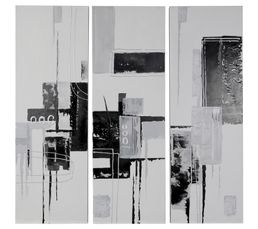 Peintures - Toile tryptique peinte 30X90 SILVER