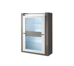 Vitrines - Vitrine 2 portes RIMINI Taupe/Blanc