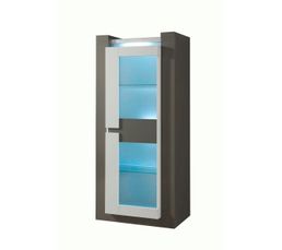 Vitrines - Vitrine 1 porte RIMINI Taupe/Gris