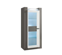 Vitrines - Vitrine 1 porte RIMINI Gris/Blanc