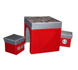 Meubles D'appoint - Table enfant + 2 poufs coffre VROOM Rouge