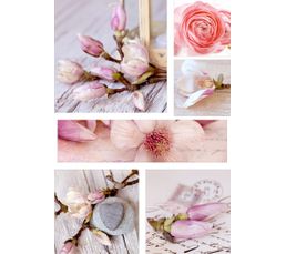 Toiles - Set de 6 toiles 60X85 DOUCEUR Rose/Blanc