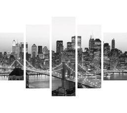 Toiles - Set de 5 toiles 150X100 CITY BRIDGE Noir/Gris