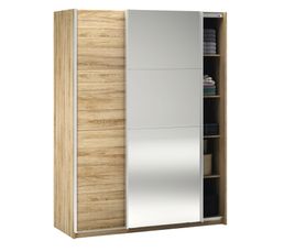 Dressings - Armoire 2P coulissantes GLASSY Ch�ne bross� avec 1 miroir