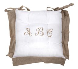 Coussins De Chaises - Galette 40 x 40 cm ALPHABET Blanche