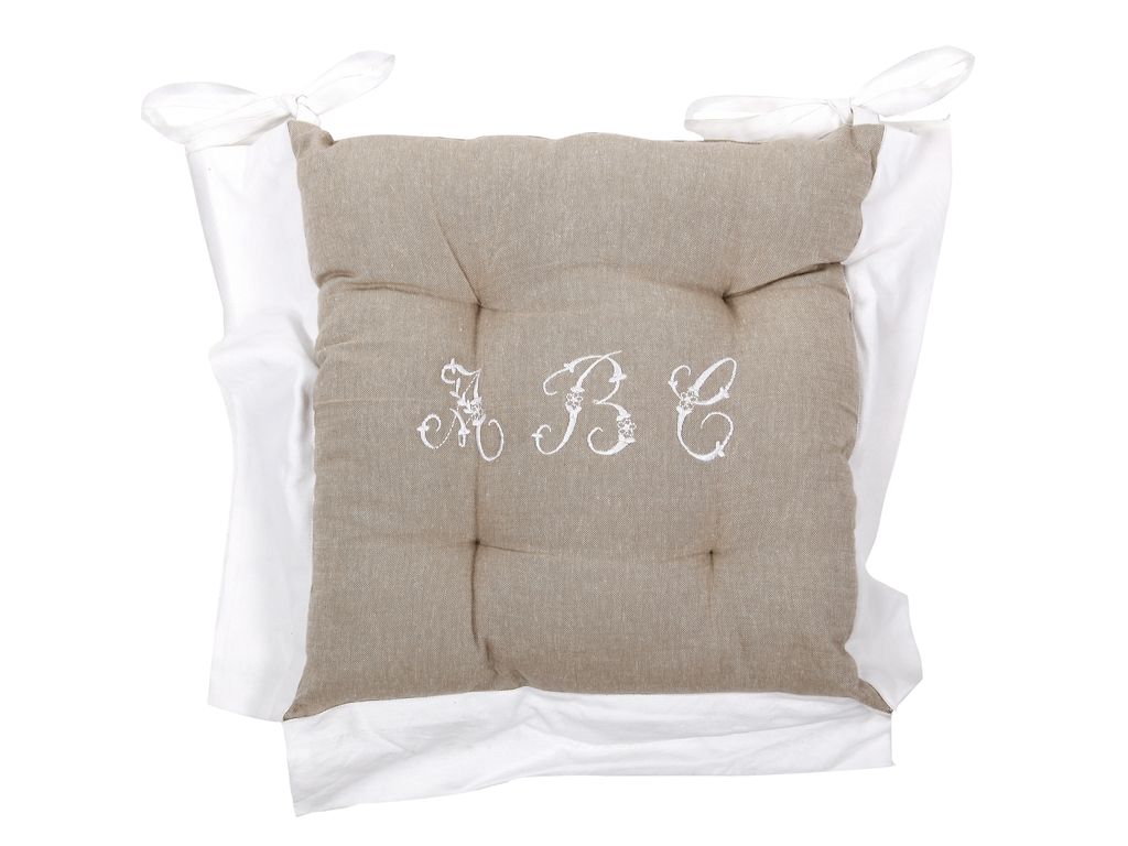 Coussins De Chaises - Galette 40 x 40 cm ALPHABET Lin