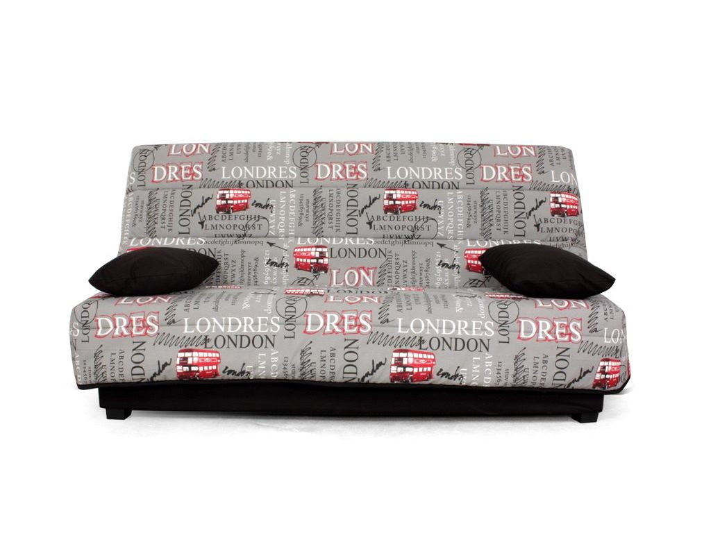 Housses - Housse clic-clac 140 cm Tissu London bus/uni noir