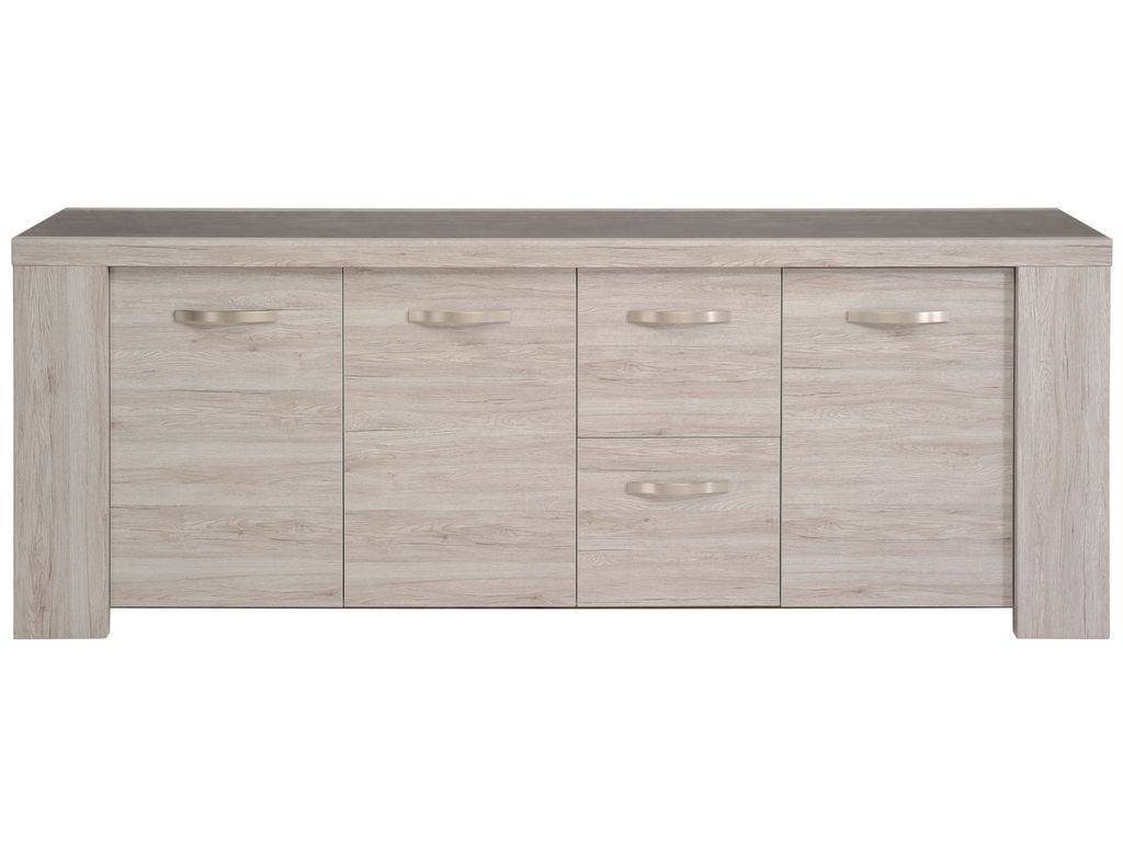 BUT BUFFET BAS 2 PORTES 2 TIROIRS CHICAGO CHENE NATUREL
