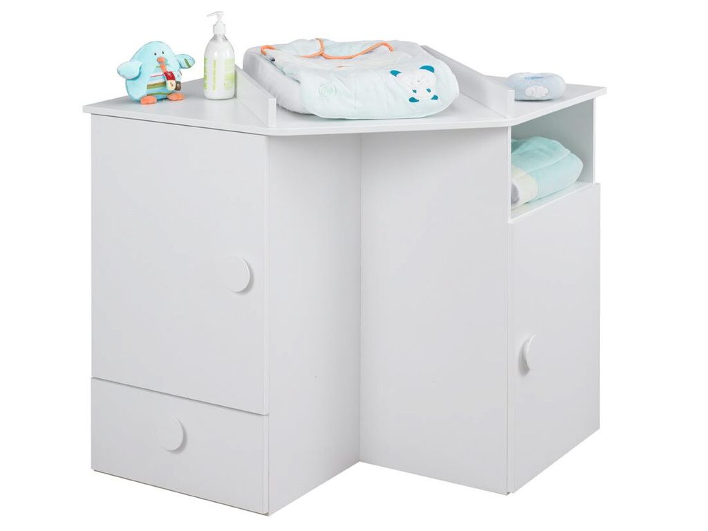 Meuble � langer d'angle b�b� LUNA Blanc