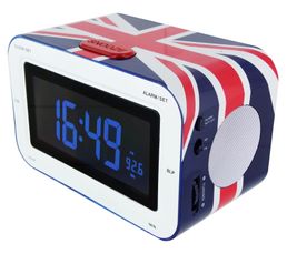 Tuner : AM/FM Projection de l'heure : non Alarme : double alarme Sauvegarde