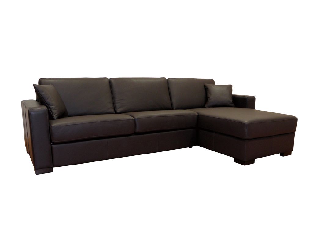Canap�s - Angle conv. m�r. r�ver. Bultex NICARAGUA Cuir L�onardo Chocolat