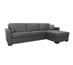 Canap�s - Angle convertible mérid.révers NICARAGUA Cuir Léonardo Anthracite