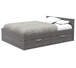 Lits - Lit 2 tiroirs140x190 cm NOW 472064 ch�ne gris