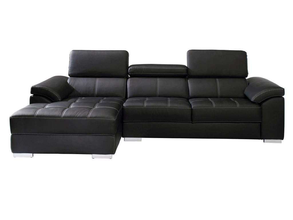 Canap� d'angle m�ridien.gauche ARTIC Polyur�thane noir