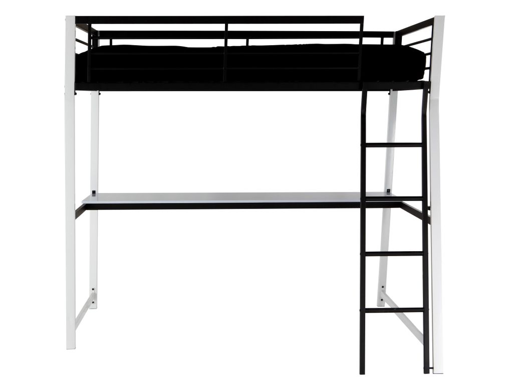 Lit mezzanine 90 x 190 cm PARKER Noir et Blanc