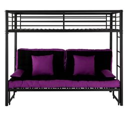 Lits Superpos�s Et Mezzanines - Lit superposé + banquette LEXIE Noir et Violet