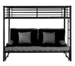 Lits Superpos�s Et Mezzanines - Lit superposé + banquette LEXIE Noir et Gris