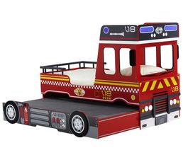 Lits - LIT 90x190 CAMION POMPIER Gigogne