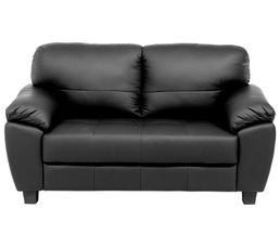 Canap� fixe 2 places SIENNA Cuir/cro�te cuir Noir