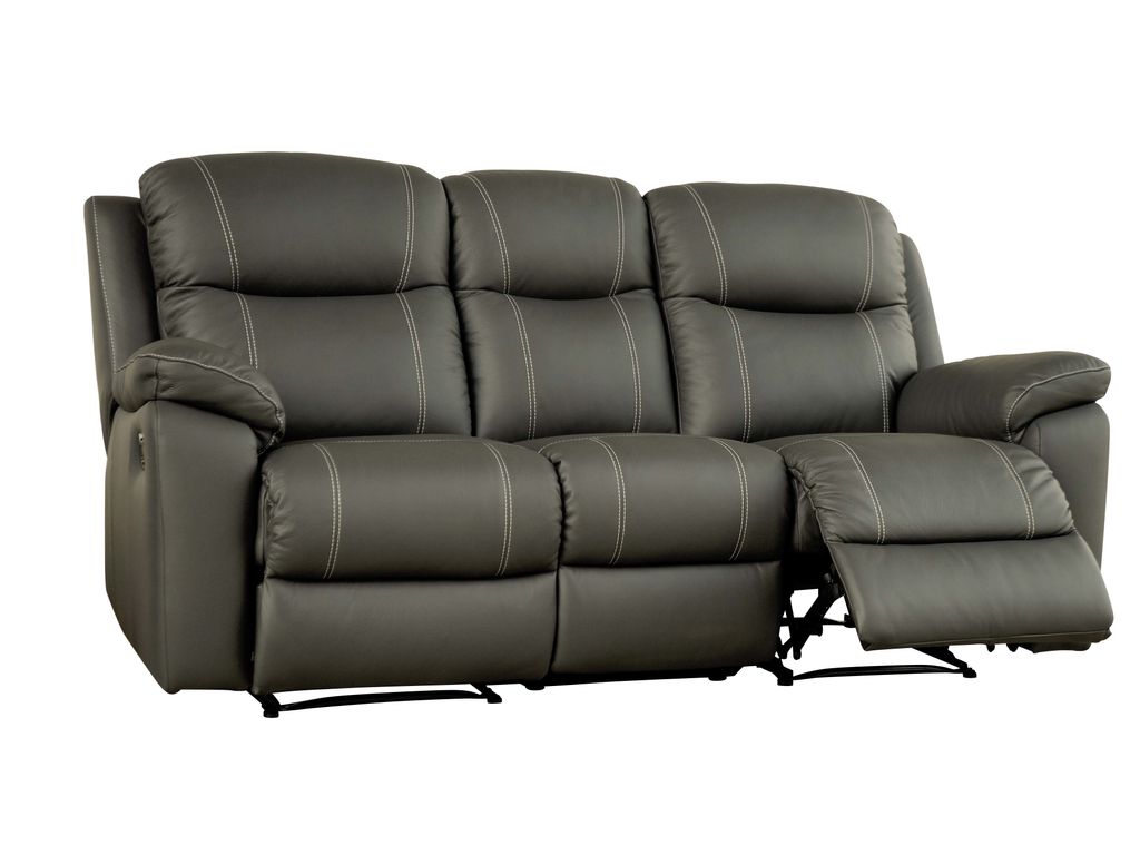 Canap�s - Canap� 3 places 2 Relax TREVISE 8419 Cuir/cro�te cuir 7001 Gris