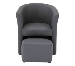 Fauteuils - Cabriolet + Pouf CLAYTON Polyur�thane Gris Anthracite
