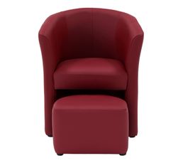 Fauteuils - Cabriolet + Pouf CLAYTON Polyur�thane Rouge