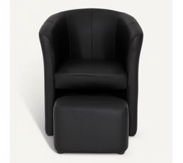 Fauteuils - Cabriolet + Pouf CLAYTON Polyur�thane Noir