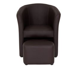 Fauteuils - Cabriolet + Pouf CLAYTON Polyur�thane Marron