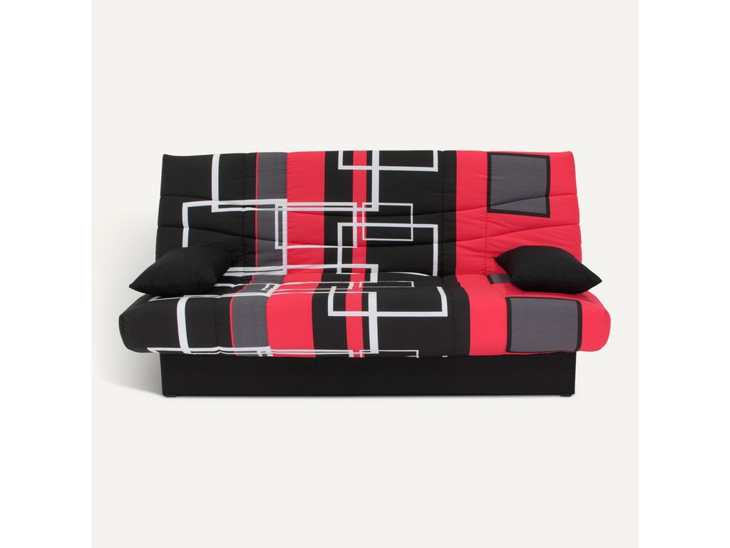 Banquette-lit clic-clac PORTO Labyrinthe Noir/Rouge