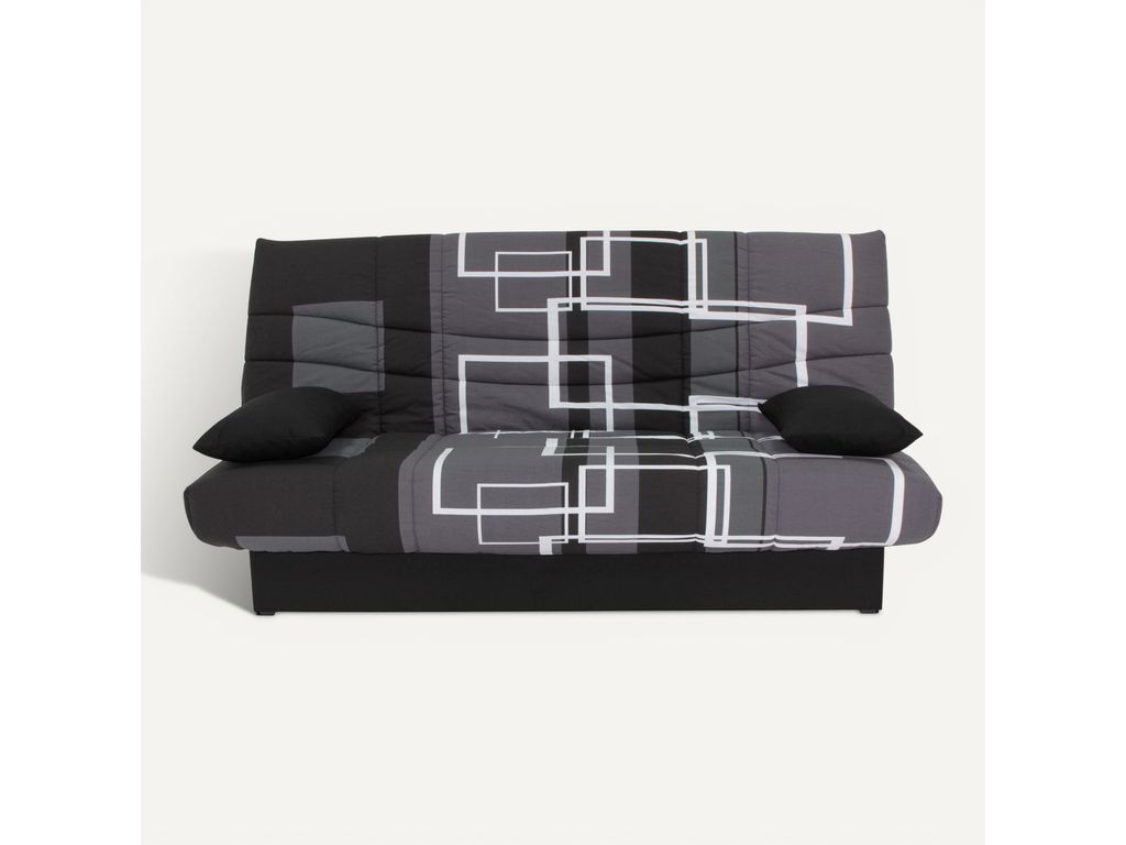 Banquettes - Banquette-lit clic-clac PORTO Labyrinthe Noir/Gris
