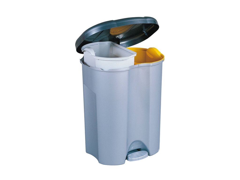 Poubelles - Poubelle 2 x 27L 7607 DUO TRI SELECTIF Argent