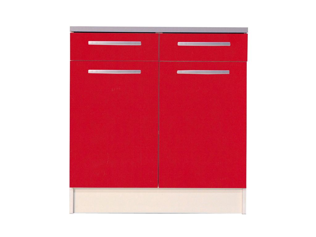 Meubles Hauts Et Bas - Bas 80 cm 2 portes 2 tiroirs SURF 101.30.28 / Rouge