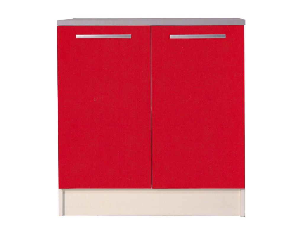 Meubles Hauts Et Bas - Bas 80 cm sous-�vier 2 portes SURF 101.30.29 / Rouge