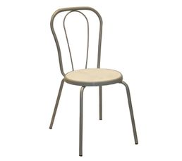 Chaises - CHAISE DE CUISINE CAFE GRIS ALU