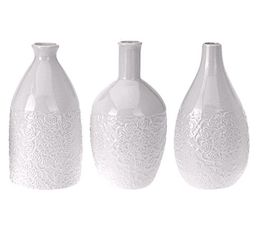 Objets � Poser - Vases assortis H. 14 cm JULIE Blanc - 3 modèles au choix