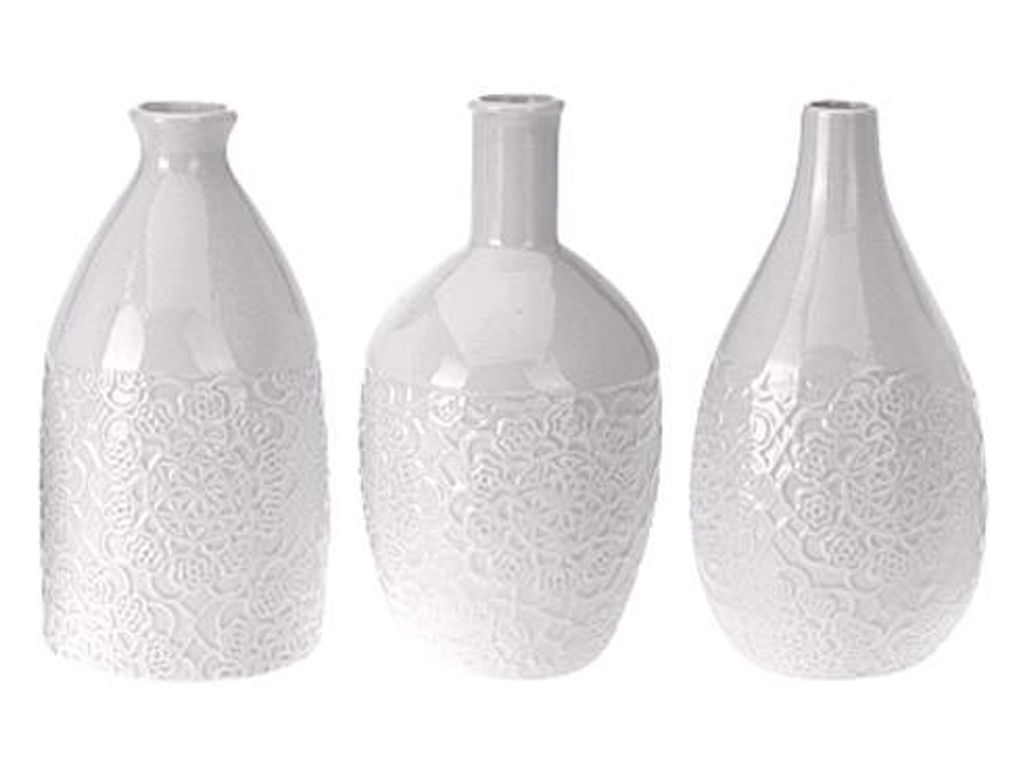 Objets � Poser - Vases assortis H. 14 cm JULIE Blanc - 3 mod�les au choix