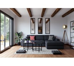 Canapé Dangle Convertible Méridienne Droite Alicia Tissu Alfa Noir