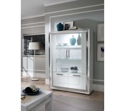 Vitrine 4 Portes Nevada Blanc Strass Vaisselier Et Vitrine But