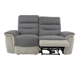 Canapé 2 Places 2 Relax électrique Seattle Microfibre Gris Et Gris Perle