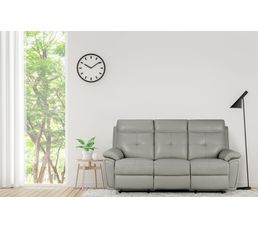 Canapé Relax 3 Places Marcel Cuir Et Simili Cuir Gris