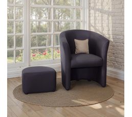 Fauteuil Cabriolet Et Pouf Clayton Pu Gris Anthracite